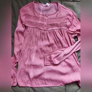 Pink Long Sleeve Blouse by LC Lauren Conrad Size XS